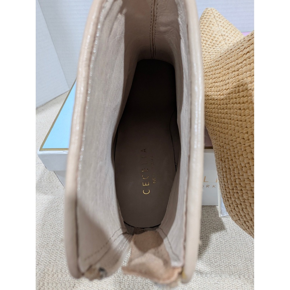 Cecelia New York Natural Woven Pointed Toe Clear Block Heel Bootie 6.5M - Picture 12 of 14